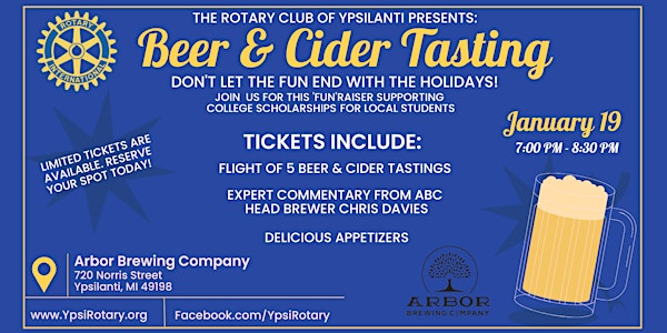 Beer & Cider Tasting & FUNraiser at Arbor Brewing Company!