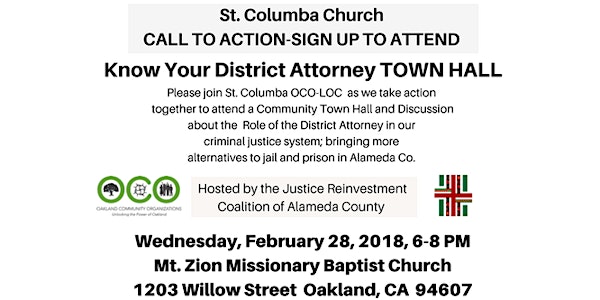 Know Your Distict Attorney-St. Columba Call to Action! 