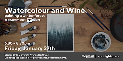 Watercolour and Wine – Painting a Winter Forest primary image