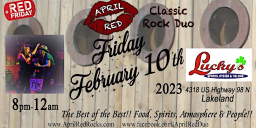 April Red Rockin' Lucky's Sports, Oyster & Tiki Bar in Lakeland!