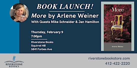 Book Launch! MORE by Local Poet Arlene Weiner
