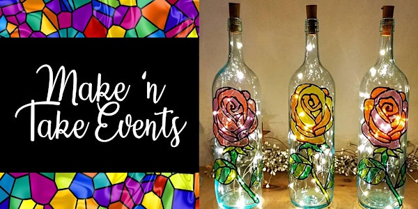 Beauty & The Beast Rose - Stained Glass Wine Bottle