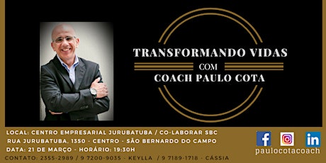 Imagem principal do evento Transformando Vidas com Coach Paulo Cota