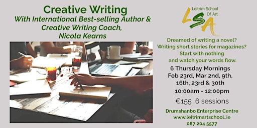 Creative Writing Workshop, 6Thurs Morn10am-12pm Feb23, Mar 2, 9, 16, 23, 30