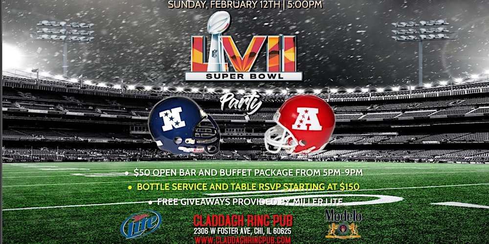 Super Bowl 57 Viewing Party- $50 Food and Drink Package