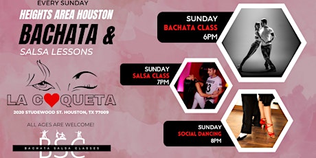 Sunday - Heights Area: Houston: Bachata & Salsa Classes! Join Me!