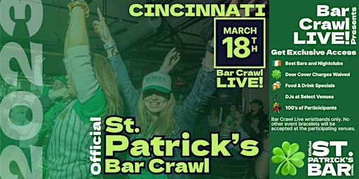 2023 Official St. Patrick's Day Bar Crawl Cincinnati, OH