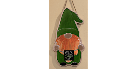 Large Wooden Irish Gnome St Patrick's Day Paint & Sip Art Class, Medina