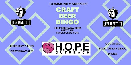 Community Support Craft Beer Bingo - H.O.P.E Okanagan Outreach
