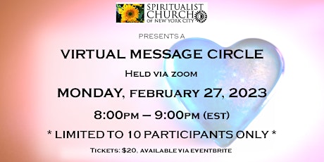 SCNYC Virtual Message Circle  Feb 27, 2023  Revs Janet Hariton & Kris Di