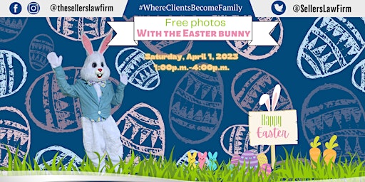 Free Photos w/the Easter Bunny on Sat., April 1, 2023, from 1p-4p