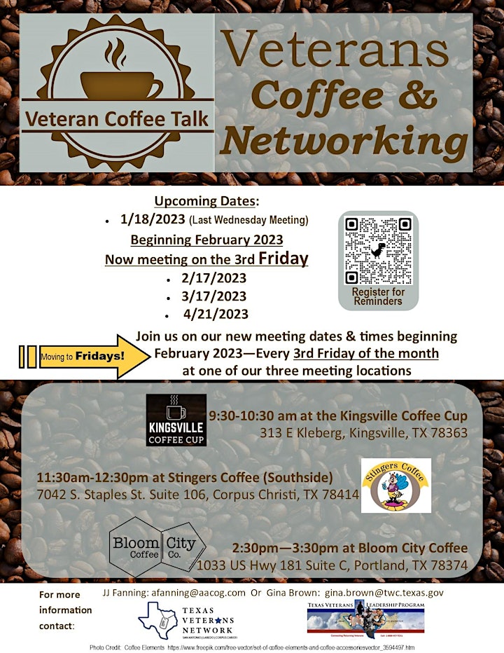 Kingsville Coffee Cup - 3rd Friday - Veterans Coffee & Networking image