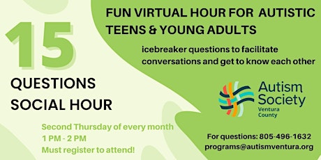 15 Questions Social Hour for Autistic Teen and Young Adults