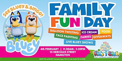 Bluey Show @ Kids Club Hamilton Family Fun Day!
