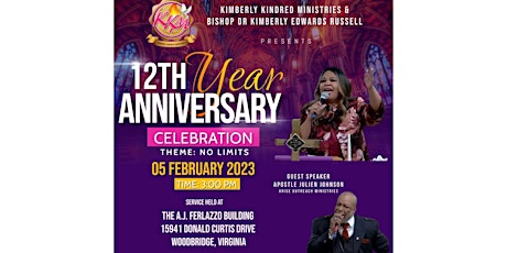Kimberly Kindred Ministries 12th year Anniversary