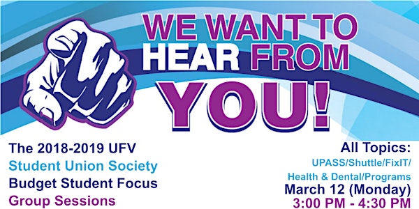 2018-19 UFV SUS Budget: Student Focus Group - March 12 Session 