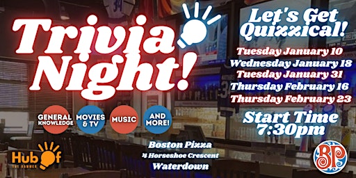 General Trivia Night at @ Boston Pizza (Waterdown)