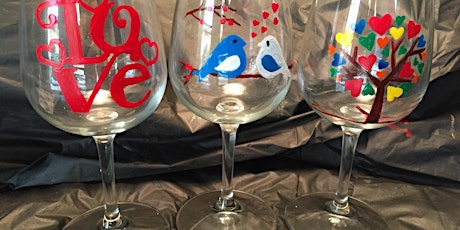 Valentine themed beer & wine glass painting at Skyline Beer Company on 2/7