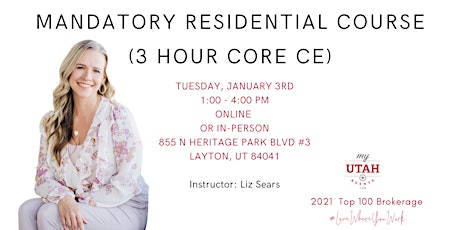 MANDATORY RESIDENTIAL CE COURSE (3 HR CORE) primary image