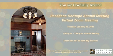 Pasadena Heritage Annual Meeting Zoom