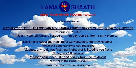 Discovery Session- Transformational Life Coaching Monthly Meeting primary image