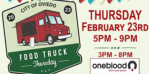 Food Truck Thursday February 23rd at Center Lake Park