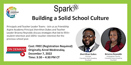 Imagen principal de Spark! Building a Solid School Culture - On Demand