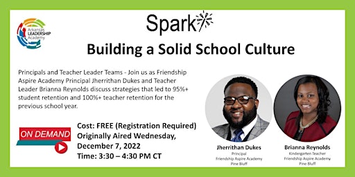 Imagem principal do evento Spark! Building a Solid School Culture - On Demand