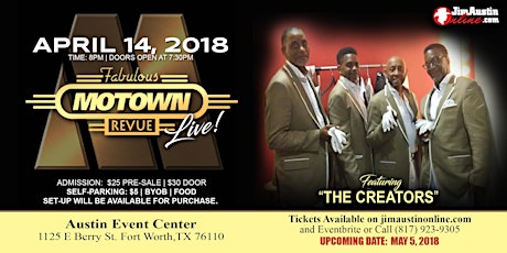 MOTOWN REVUE LIVE! featuring "THE CREATORS"  Date:  April 14, 2018 primary image
