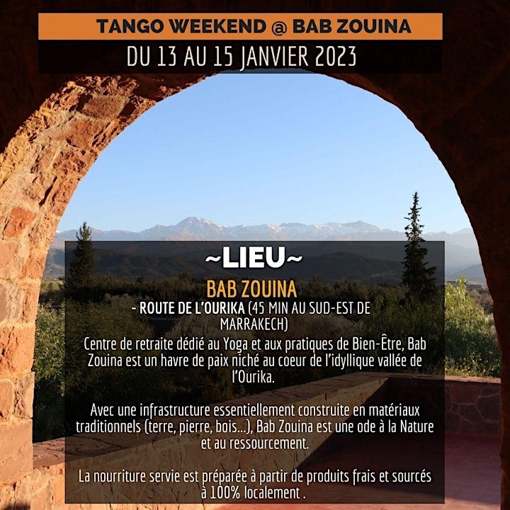 Image pour Tango Week-end @ Bab Zouina (Ourika) du vendredi 13 au dimanche 15 janvier