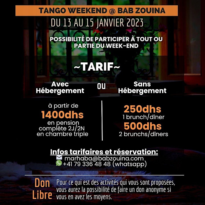 Image pour Tango Week-end @ Bab Zouina (Ourika) du vendredi 13 au dimanche 15 janvier