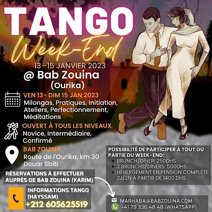 Image pour Tango Week-end @ Bab Zouina (Ourika) du vendredi 13 au dimanche 15 janvier 