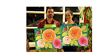 Abstract Roses Canvas painting in Bronte Harbour, Oakville, ON