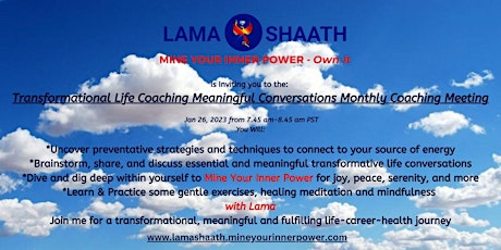 Transformational Life Coaching Meaningful Conversation Monthly Meetings primary image