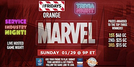 Marvel MCU Theme Trivia Game Night | SIN Sundays - TGI Fridays Orange CT