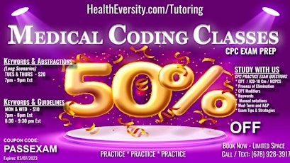 50% OFF -  Medical Coding  Exam Prep Classes - Keywords & Abstractions