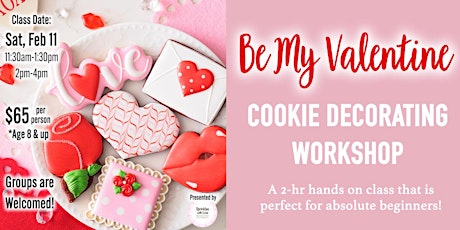 Valentine's Day Cookie Decorating Class for Beginners (Feb 11, 2pm-4pm)