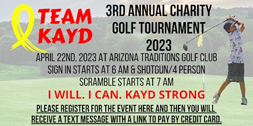 3rd Annual Team Kayd Charity Golf Tournament 2023