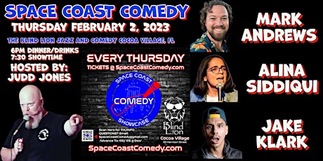 FEB 2nd,  The Space Coast Comedy Showcase at The Blind Lion Comedy Club