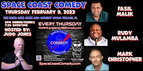 FEB 9th,  The Space Coast Comedy Showcase at The Blind Lion Comedy Club