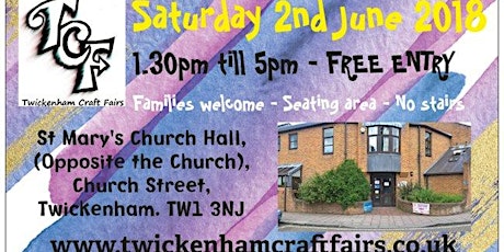 TCF Saturday 2nd JUNE 2018 Handmade Craft Fair, Twickenham primary image