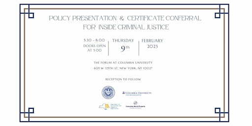 Inside Criminal Justice Policy Presentation & Certificate Conferral