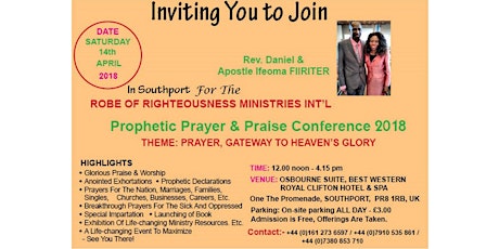 R.O.R.M.I. Prophetic Prayer And Praise Conference 2018, Southport primary image