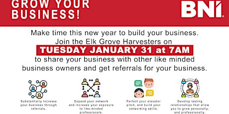 Business Networkers International Elk Grove Harvesters Visitor Day