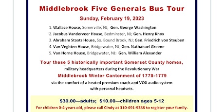 Middlebrook 5 Generals Bus Tour at 2017 prices!