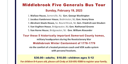 Middlebrook 5 Generals Bus Tour at 2017 prices!