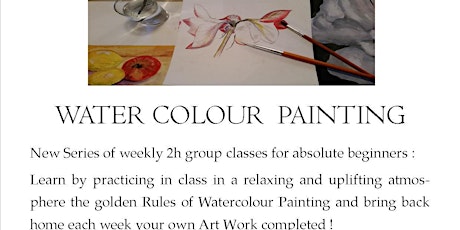  Book a seat for a 2-hour Watercolour class for beginners, Every Tuesday/Thursday in April and May primary image