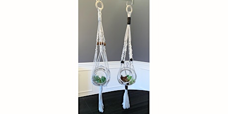 Macrame Hanging Plant Holder with Globe Paint Sip Art Class Akron