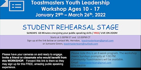Toastmasters Youth Leadership Workshop  2023