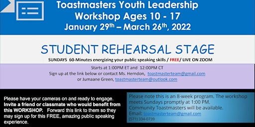 Toastmasters Youth Leadership Workshop  2023
